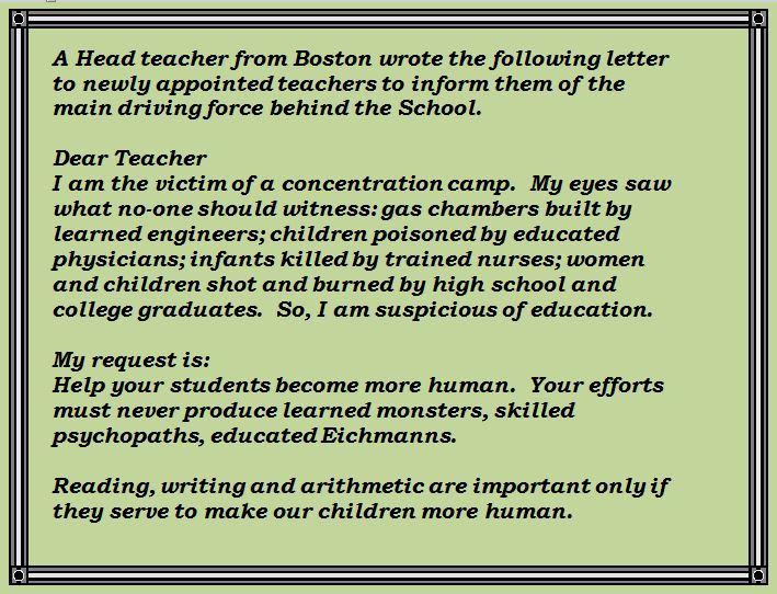 Boston Headteacher Letter to New Staff