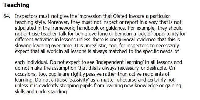 Ofsted Subsidiary Guidance p.18 & 19 - January 2014