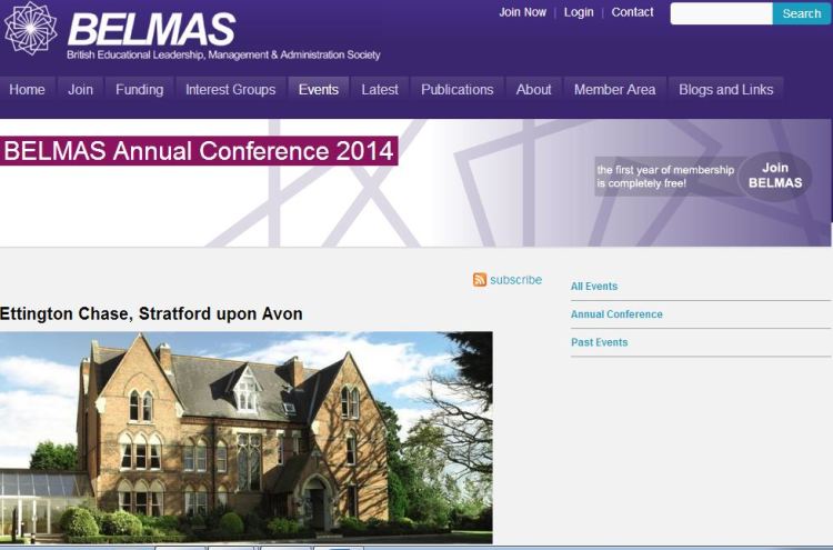 Acknowledgement: BELMAS Annual Conference Website